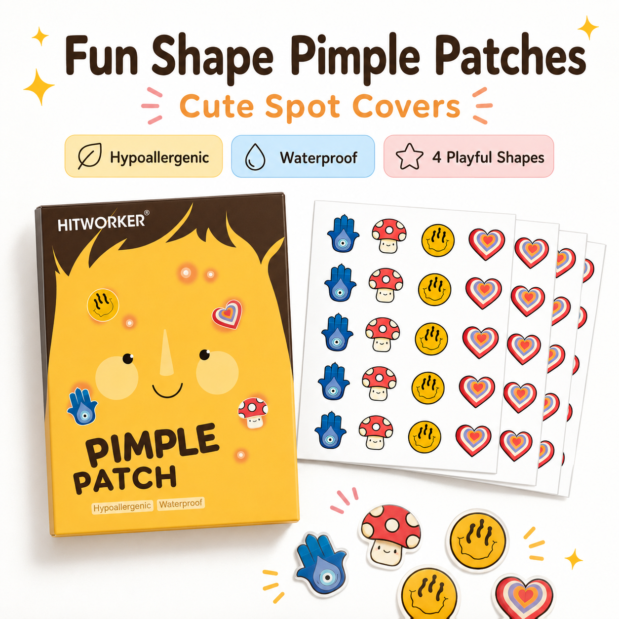 100Pcs Cute 4 Shapes Acne Pimp – Skincare Acne recenzja i cena