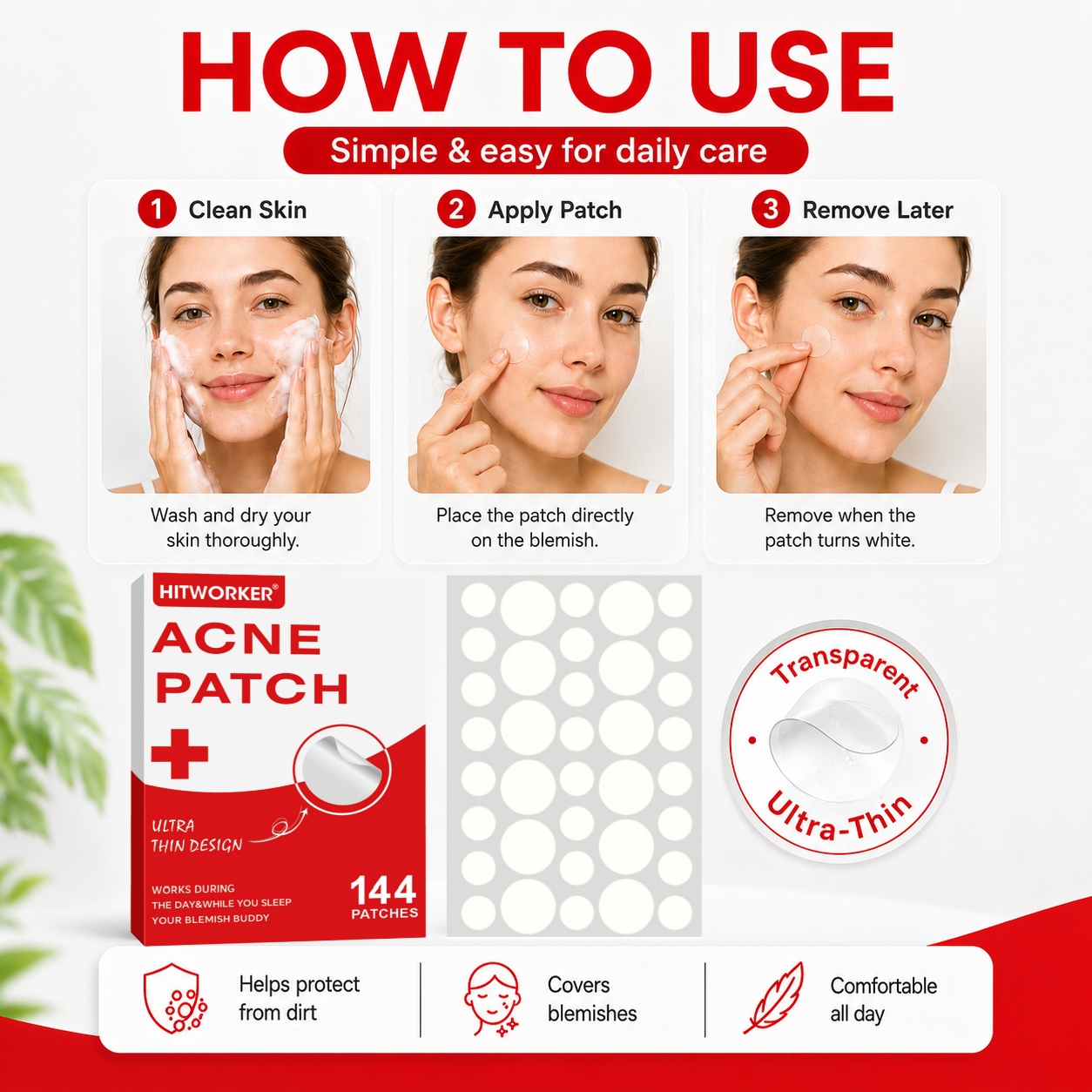 144Pcs Hydrocolloid Acne Pimpl – Skincare Acne recenzja i cena