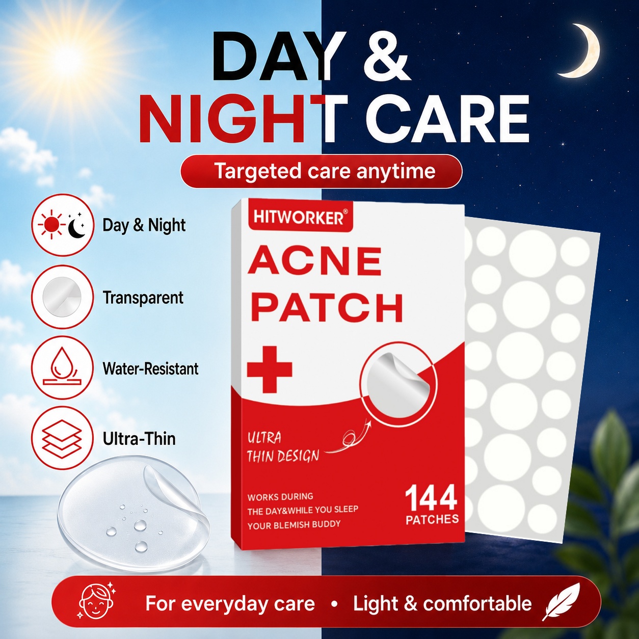 144Pcs Hydrocolloid Acne Pimpl – Skincare Acne recenzja i cena