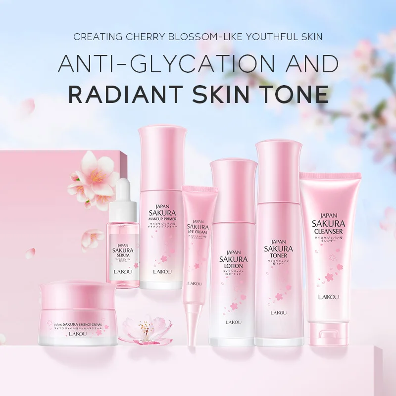 7pcs/Set LAIKOU Sakura Facial  – Skincare Niacinamide recenzja i cena